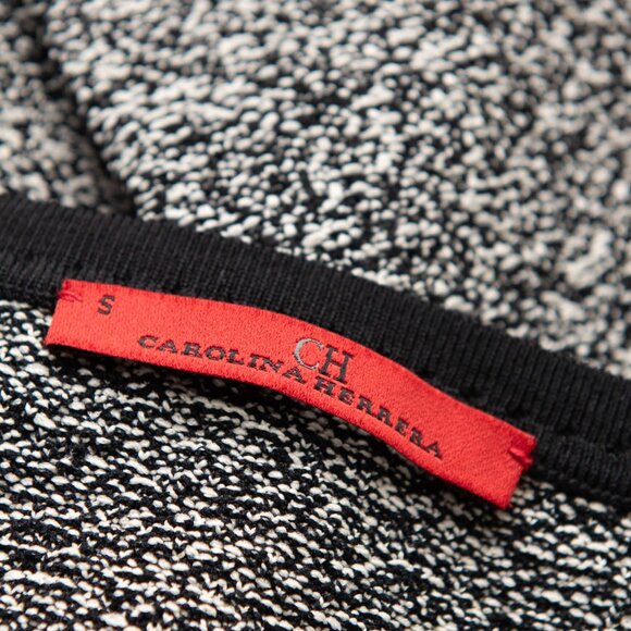 CH Carolina Herrera Dress Jacquard Knit Midi Long Sleeve Black White Size Small - Picture 3 of 6